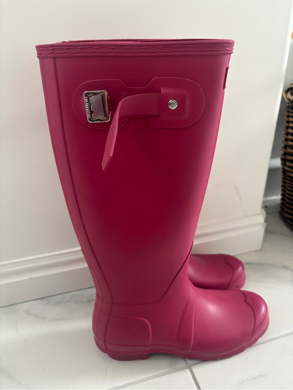 Hunter Tall Waterproof Rain Boots in Fuchsia Pink - Picture 2 of 3